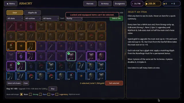 The Armory with multi-select bulk selling