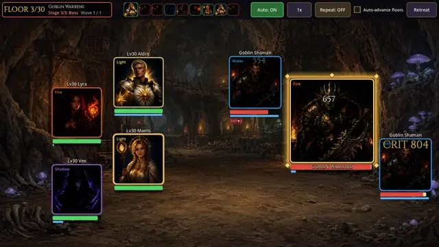 Boss battle: the Goblin Warlord gets a large gold-framed card